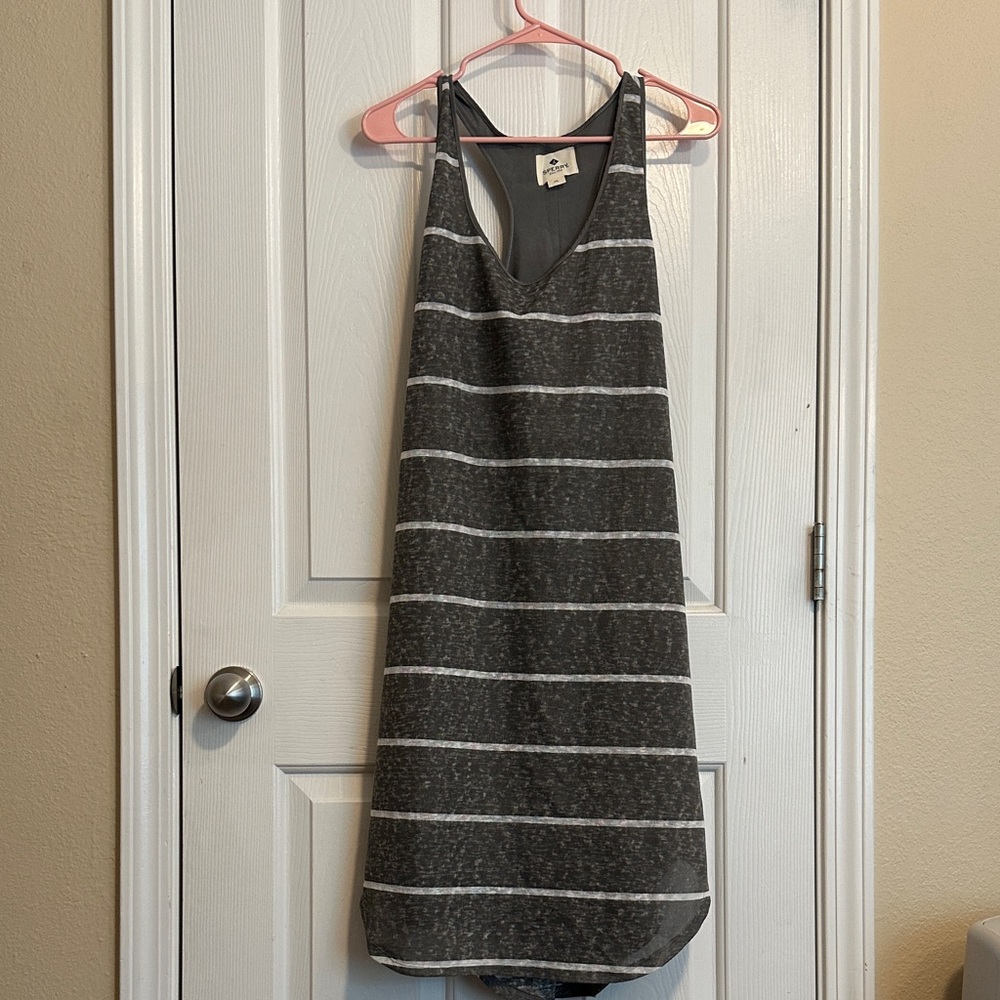 Sperry Gray and White Striped Midi Dress